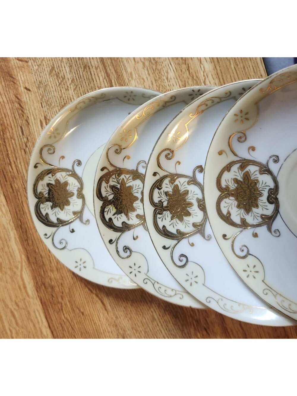 Gold Moriage Vintage Saucers Nippon Mori-Mashi Hand Painted
